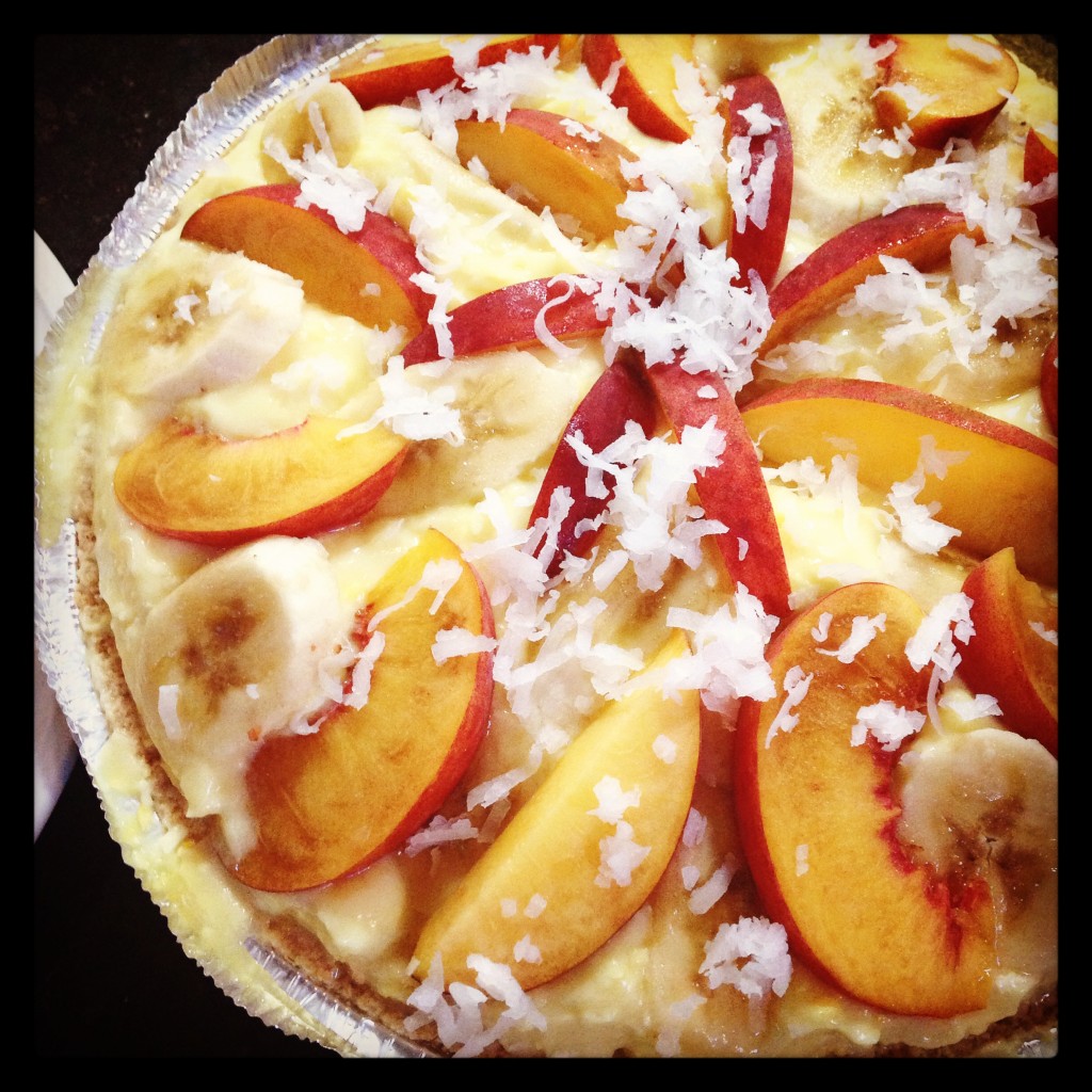 Coconut Cream Pie with Bananas and Fresh Peaches